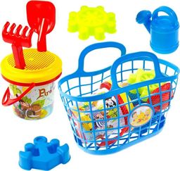 Mochtoys MOCHTOYS Zestaw Letni w Koszyku Konewka Grabki Łopatka Foremka MIX