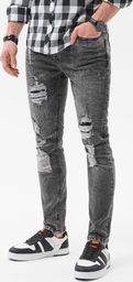  Ombre Spodnie męskie jeansowe P1065 - szare XXL