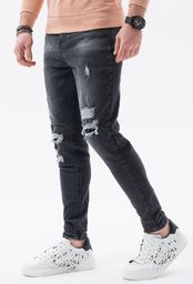  Ombre Spodnie męskie jeansowe P1078 - czarne XL