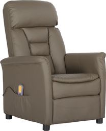  vidaXL Rozkładany fotel masujący, szary, sztuczna skóra