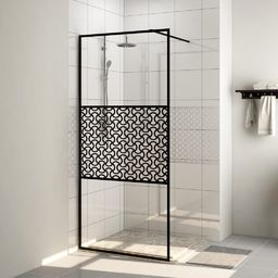  vidaXL Ścianka prysznicowa, przezroczyste szkło ESG, 90x195 cm, czarna