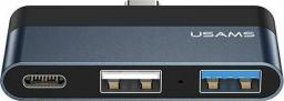 Adapter USB Usams US-SJ490 USB-C - USB + USB-C Szary  (6958444945613)