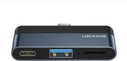 Adapter USB Usams US-SJ491 USB-C - USB + USB-C Czarny  (6958444945620)