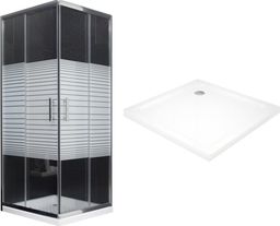  Mexen Mexen Rio kabina prysznicowa kwadratowa 70 x 70 cm, transparent/pasy, chrom brodzik Flat - 860-070-070-01-20-4010
