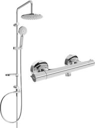 Zestaw prysznicowy Mexen Mexen Carl zestaw prysznicowy natynkowy z deszczownicą i baterią prysznicową termostatyczną Slim, chrom - 77105240-00
