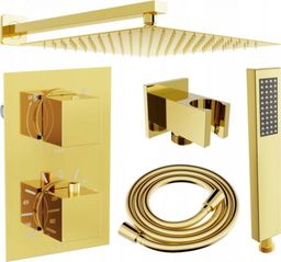 Zestaw prysznicowy Mexen Mexen Cube DR02 zestaw prysznicowy podtynkowy z deszczownica 30 cm, złoty - 77502DR0230-50