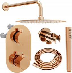 Zestaw prysznicowy Mexen Mexen Kai DR70 zestaw prysznicowy podtynkowy z deszczownicą 30 cm, różowe złoto - 77602DR7030-60