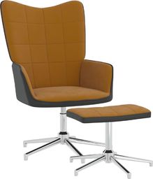  vidaXL Fotel z podnóżkiem, brązowy, aksamit i PVC