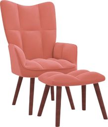  vidaXL Fotel z podnóżkiem, różowy, obity aksamitem