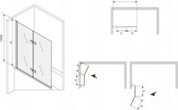 Parawan nawannowy Mexen Felix 2-częściowy szkło przejrzyste, profil biały
