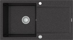 Zlewozmywak Mexen Leo  granitowy 1-komorowy z ociekaczem 900 x 500 mm, czarny nakrapiany - 6501901010-76