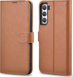  iCarer iCarer Haitang Leather Wallet Case skórzane etui do Samsung Galaxy S22+ (S22 Plus) portfel obudowa pokrowiec brązowy (AKSM05BN)