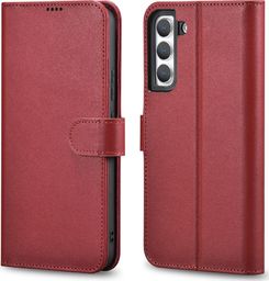  iCarer iCarer Haitang Leather Wallet Case skórzane etui do Samsung Galaxy S22+ (S22 Plus) portfel obudowa pokrowiec czerwony (AKSM05RD)