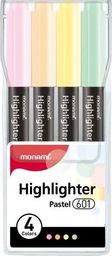 Monami Cienki zakreślacz Highlighter 601 - zestaw 4 kolorów pastelowych Monami