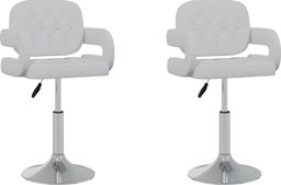  vidaXL Obrotowe krzesła stołowe, 2 szt., białe, obite sztuczną skórą