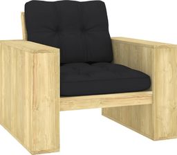  vidaXL Krzesło ogrodowe z czarnymi poduszkami, impregnowana sosna