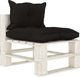  vidaXL Ogrodowe siedzisko z palet, z czarnymi poduszkami, drewniane