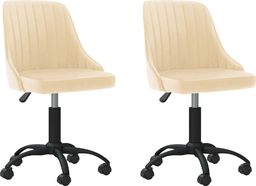  vidaXL Obrotowe krzesła stołowe, 2 szt., kremowe, obite aksamitem