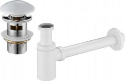 Syfon Mexen Mexen półsyfon umywalkowy okrągły z korkiem ceramicznym klik-klak, z przelewem, biały - 7992050-25