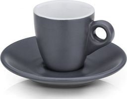  Filiżanki do espresso ze spodkami 2 szt. ceramika 0,05 l, śred. 12 x 6,5 cm szare