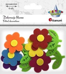  Titanum Filcowe kwiaty 3D 55x100mm mix 6szt