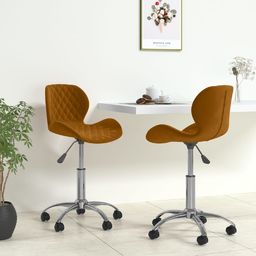  vidaXL Obrotowe krzesła stołowe, 2 szt., brązowe, obite aksamitem