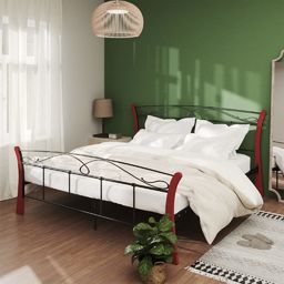  vidaXL Rama łóżka, czarna, metalowa, 140 x 200 cm