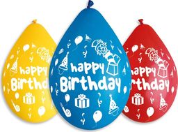 Gemar Balony na urodziny Happy Birthday, Kolorowa Impreza, wiszące, 30 cm, 5 szt.
