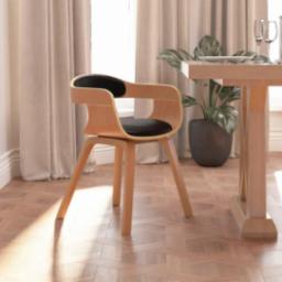  vidaXL Krzesło stołowe, czarne, gięte drewno i sztuczna skóra