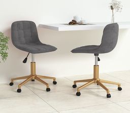  vidaXL Obrotowe krzesła stołowe, 2 szt., ciemnoszare, obite aksamitem