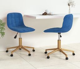  vidaXL Obrotowe krzesła stołowe, 2 szt., niebieskie, obite aksamitem