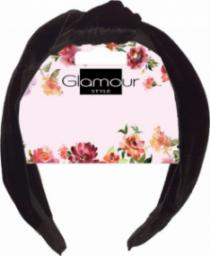 Glamour GLAMOUR_Opaska do włosów z węzłem welurowa czarna