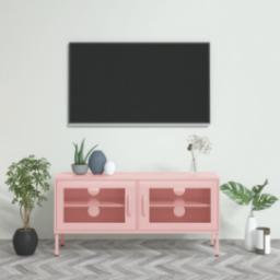  vidaXL Szafka pod telewizor, różowa, 105x35x50 cm, stalowa
