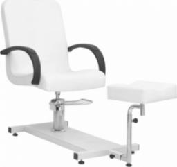  vidaXL Fotel do masażu z podnóżkiem, biały, 127x60x98 cm, ekoskóra