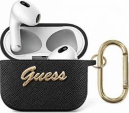  Guess Etui ochronne Saffiano Script Metal Collection do AirPods 3 GUA3SASMK czarne 