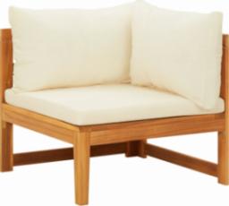 vidaXL Moduł sofy narożnej, kremowe poduszki, lite drewno akacjowe