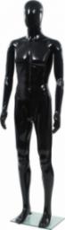  vidaXL Manekin męski ze szklaną podstawą, czarny, błyszczący, 185 cm