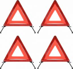  vidaXL Trójkąty ostrzegawcze, 4 szt., czerwone, 56,5x36,5x44,5 cm
