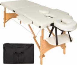  Tectake 2-strefowy stół do masażu Freddi z wyściółką 5cm i drewnianą ramą - beżowy