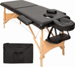  Tectake 2-strefowy stół do masażu Freddi z wyściółką 5cm i drewnianą ramą - czarny