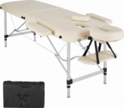  Tectake 2-strefowy stół do masażu z tapicerką i aluminiową ramą - beżowy