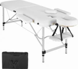  Tectake 2-strefowy stół do masażu z tapicerką i aluminiową ramą - biały