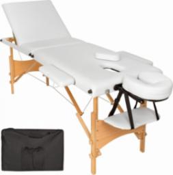  Tectake 3-strefowy stół do masażu Daniel z tapicerką i drewnianą ramą - biały