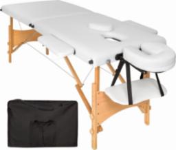  Tectake 2-strefowy stół do masażu Freddi z wyściółką 5cm i drewnianą ramą - biały