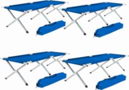  Tectake 4 łóżka polowe z aluminium - niebieski
