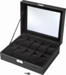  Tectake Pudełko szkatułka etui na 10 zegarków z kluczykiem - czarny