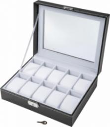  Tectake Pudełko szkatułka etui na 10 zegarków z kluczykiem - biały