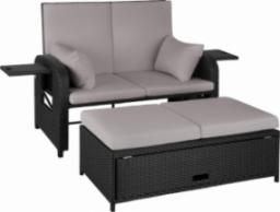 Tectake Sofa rattanowa wypoczynkowa Kreta - czarny/szary