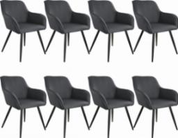  Tectake 8x Krzesło Marilyn w optyce lnu czarny - ciemnoszaro-czarne