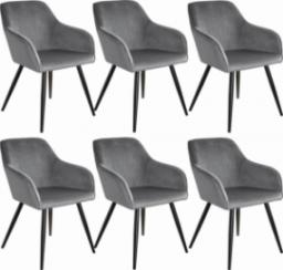  Tectake 6x Krzesło Marilyn, aksamit - szaro-czarne